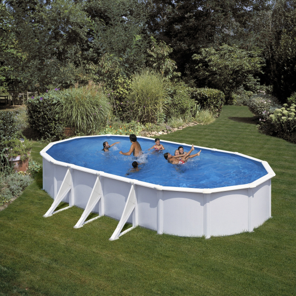 Set piscina metalica Gre ovala cu pereti albi 730 х 375 х H120cm [1]