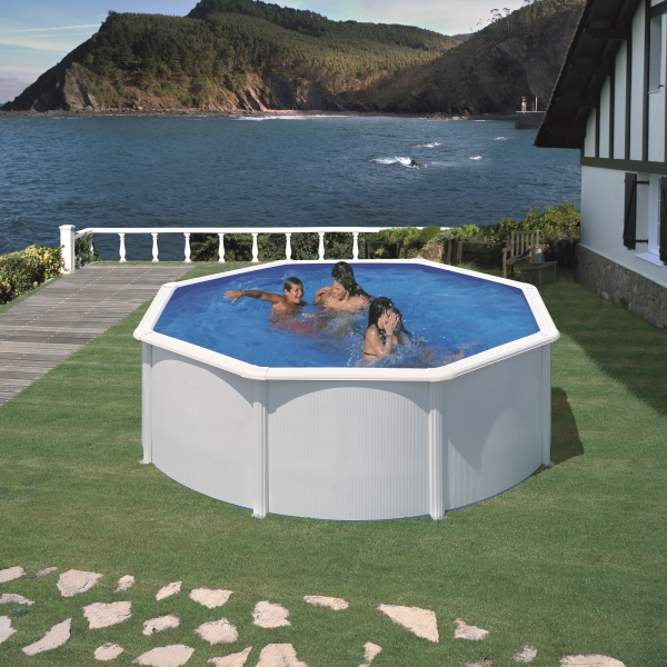 Set piscina metalica Gre rotunda cu pereti albi D350 cm x H120 cm [1]
