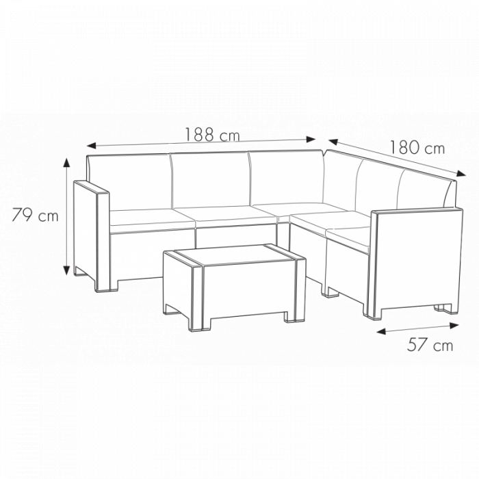 Set mobilier gradina 5 persoane Bica Nebraska Corner grafit [4]