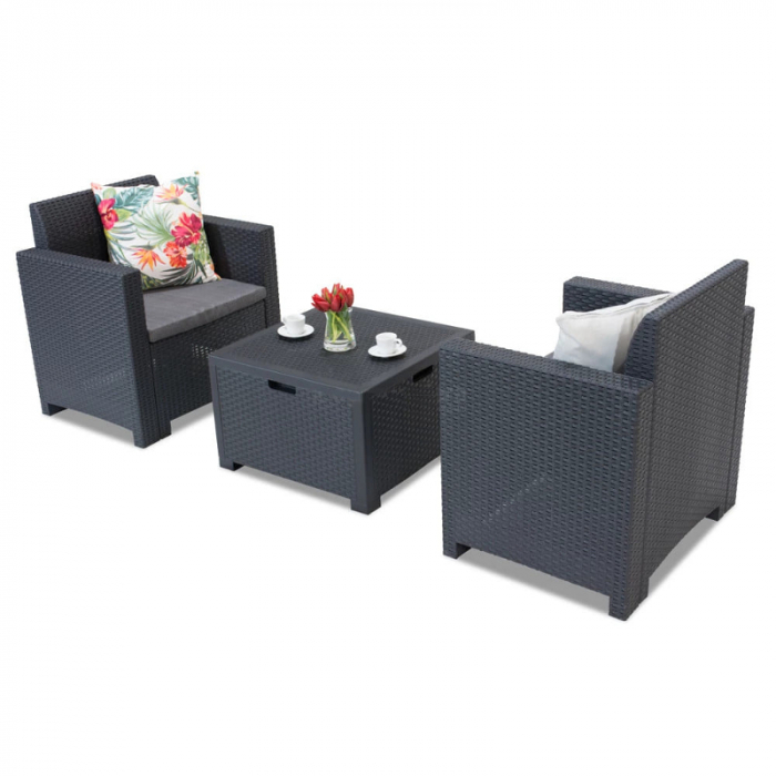 Set mobilier balcon 2 persoane Bica Nebraska Terrace grafit [8]
