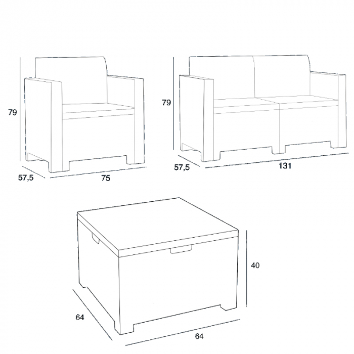 Set mobilier gradina 4 persoane Bica Nebraska 2 grafit [6]
