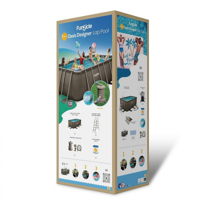 Piscina cadru metalic 400x200x122 cm FunSicle Oasis dreptunghiulara cu pompa de filtrare [6]