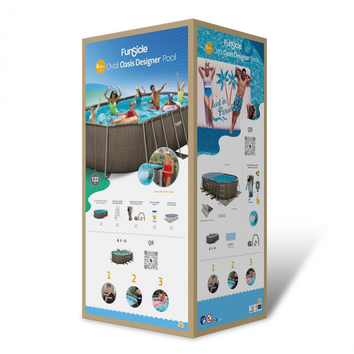 Piscina cadru metalic 610x366x122 cm FunSicle Oasis ovala cu pompa de filtrare [8]