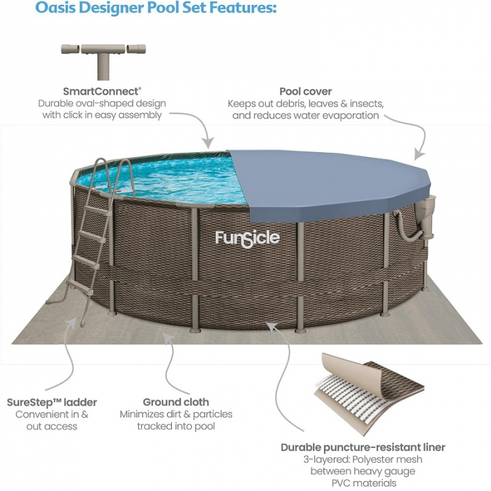 Piscina cadru metalic 427x107 cm FunSicle Oasis rotunda cu pompa de filtrare [3]