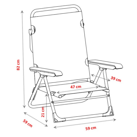 Scaun pliant plaja cu spatar reglabil, structura aluminiu, turcoaz, Alco 606ALF-0030 [7]