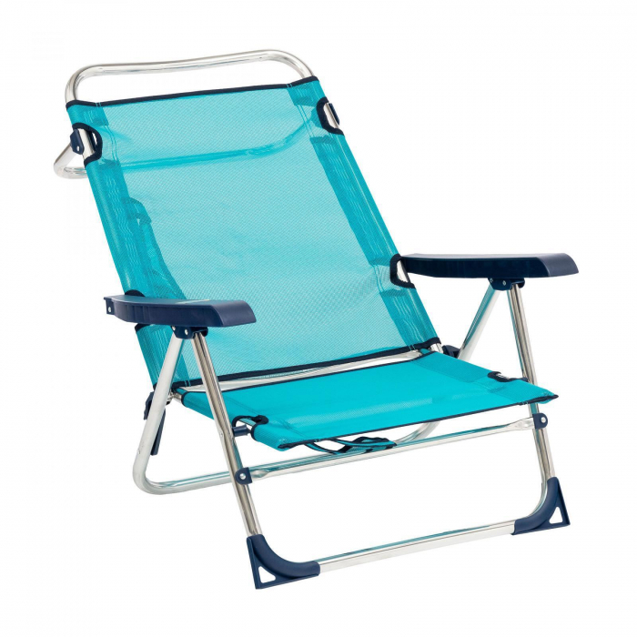 Scaun pliant plaja cu spatar reglabil, structura aluminiu, turcoaz, Alco 606ALF-0030 [2]
