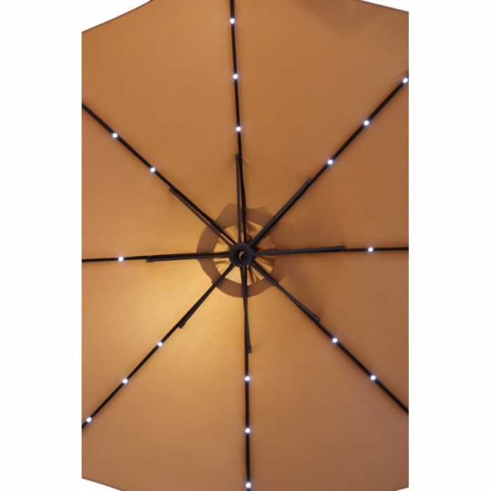 Umbrela de gradina rotunda de 2,5 m suspendata, cu suport de 60 L si instalatie LED [4]
