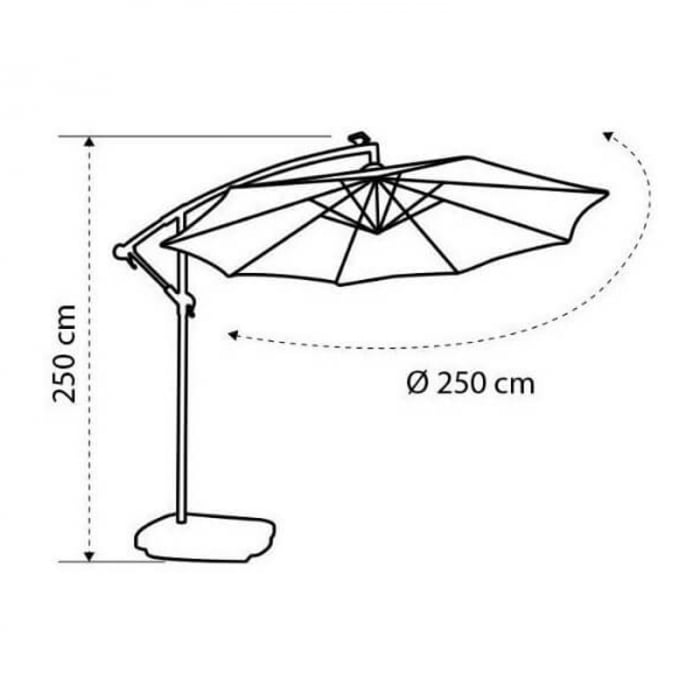 Umbrela de gradina rotunda de 2,5 m suspendata, cu suport de 60 L si instalatie LED [7]