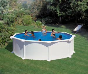 Set piscina prefabricata ATLANTIS rotunda cu pereti metalici albi ф460 х h 132cm [0]