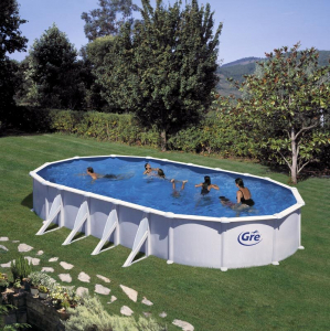 Set piscina prefabricata ATLANTIS ovala cu pereti metalici albi 915 x 470 h 132cm [0]