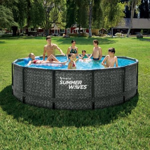 Set piscina rotunda Activ Frame Dark Herringbone 4,27 m x 1,07 cm cu cadru metalic Summer Waves [0]