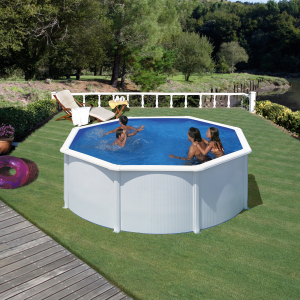 Piscine Metalice Supraterane - Set piscina metalica Gre rotunda cu pereti albi D300 cm x H120 cm