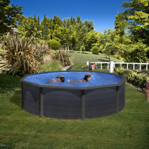 Piscine Metalice Supraterane - Set piscina metalica Gre rotunda cu pereti imitatie de grafit ф460 х h 120cm