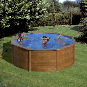 Set piscina metalica Gre rotunda cu pereti imitatie de lemn ф350 х h 120cm [0]
