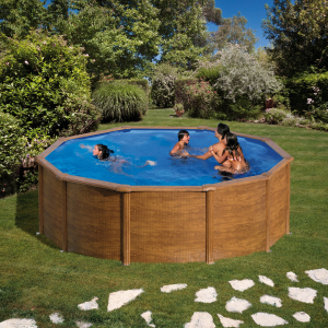 Set piscina metalica Gre rotunda cu pereti imitatie de lemn ф460 х h 120cm [0]