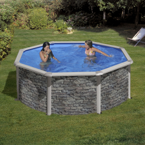 Set piscina metalica Gre rotunda cu pereti imitatie de piatra ф350 х h 120cm [0]