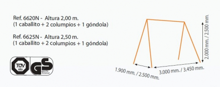 Set leagane copii cu 1 leagan tandem, 2 scaune si 1 gondola - 2 m [1]