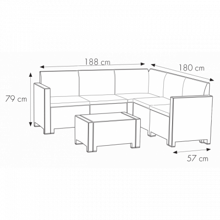 Set mobilier gradina 5 persoane Bica Nebraska Corner grafit [3]