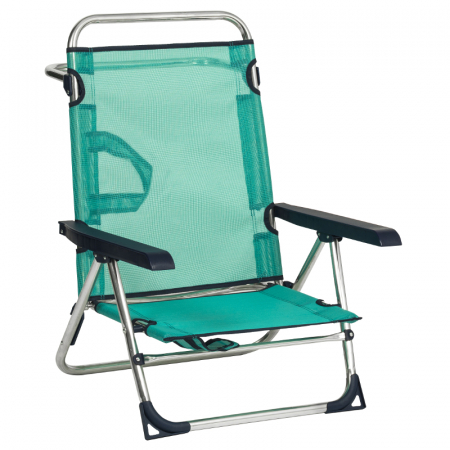 Scaune - Scaun pliant plaja cu spatar reglabil, structura aluminiu, turcoaz, Alco 606ALF-0030