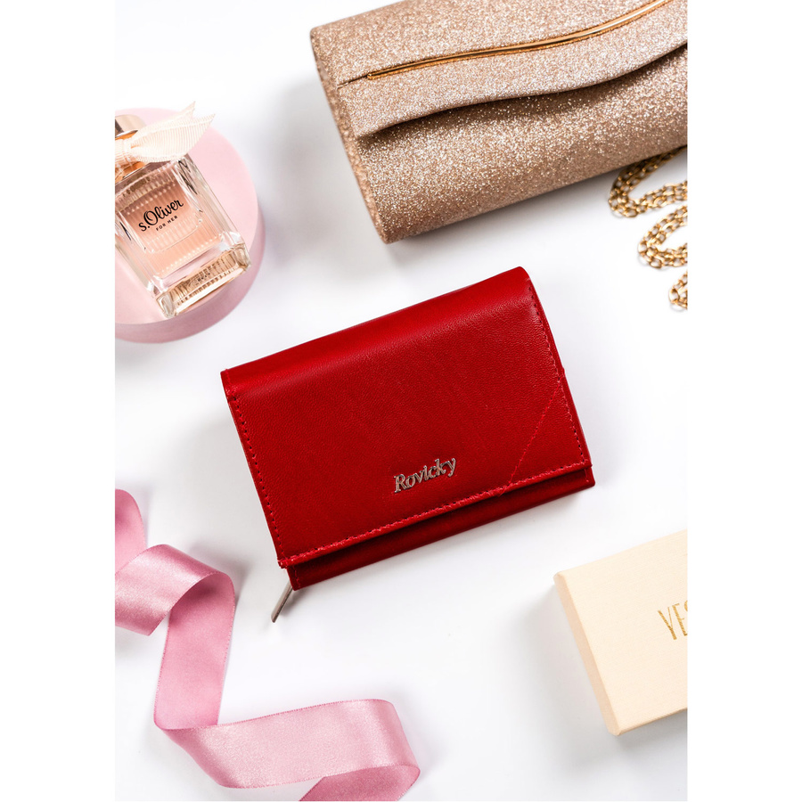 Portofel clasic de damă din piele naturală - Rovicky PTR-R-RD38-GCL-BL RED [1]