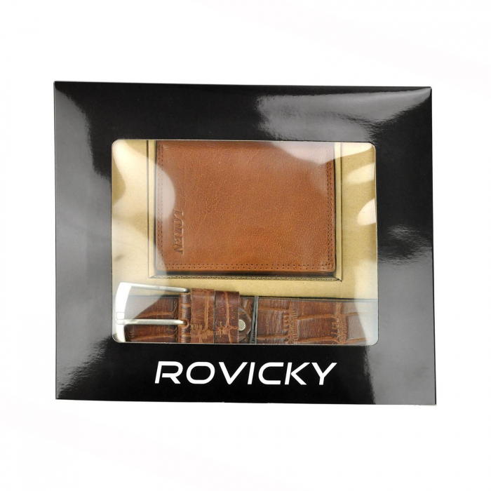 Set cadou barbati portofel si curea barbati din piele naturala Rovicky ZR-03-115 [1]