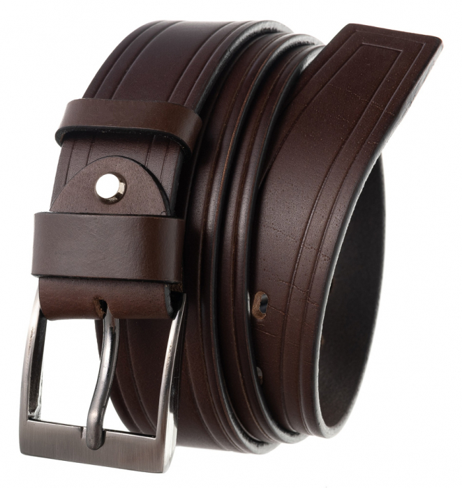 Curea barbati din piele naturala Rovicky PRS-05-G BR [2]