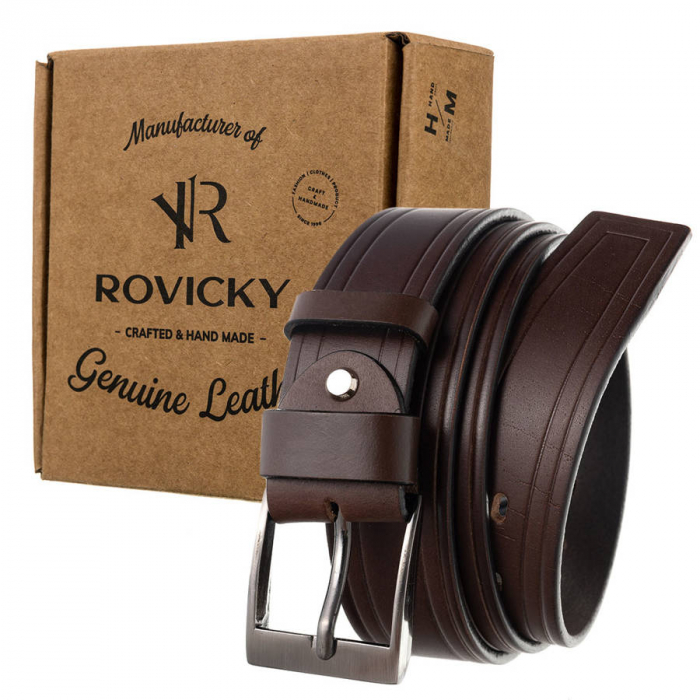Curea barbati din piele naturala Rovicky PRS-05-G BR [1]