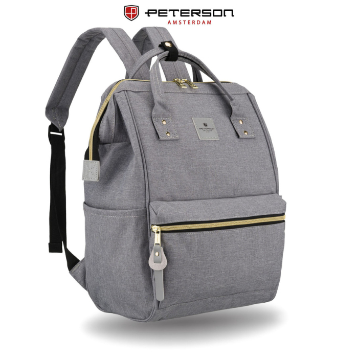 Rucsac gri pentru femei din poliester cu fermoar sigur - Peterson PTR-PTN ALFA GRAY [2]