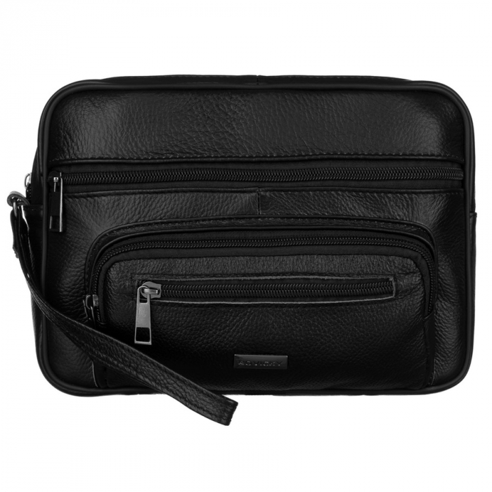 Geantă bărbătească din piele neagră cu buzunare exterioare și mâner - Rovicky PTR-R-13209-2105 BLACK [2]