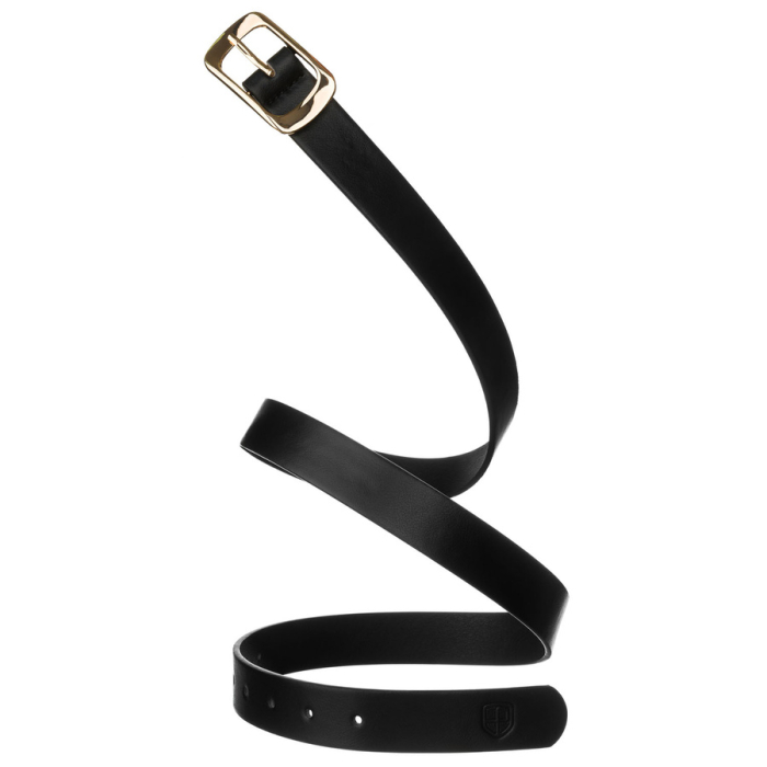 Curea de damă neagră, îngustă, din piele ecologică, cu cataramă aurie - Peterson PTR-PTN STU-17G2 [6]