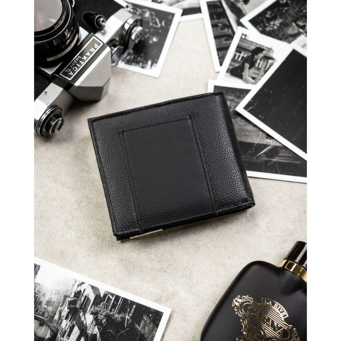 Portofel mare bărbătesc din piele naturală, de culoare neagră, cu sistem RFID - 4U Cavaldi PTR-N992-P-PDM-BL BLACK [4]