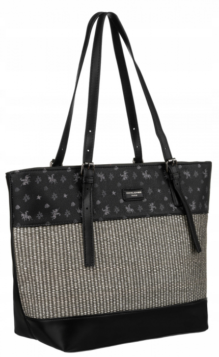 Geantă shopper mare de damă cu mânere reglabile - David Jones PTR-6875-4 BL [1]