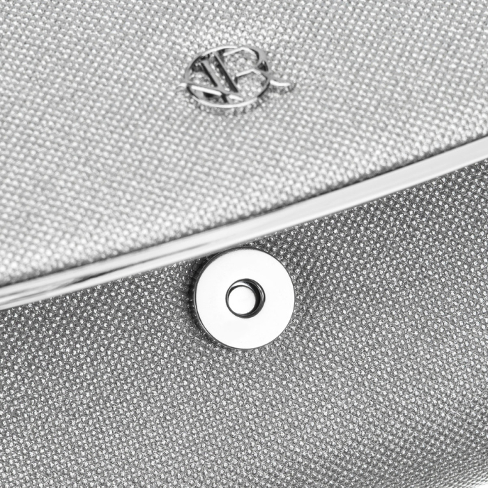 Geantă elegantă de damă argintie, din material sintetic, cu închidere cu clip magnetic - Rovicky PTR-R-XS028-2-0634 SILVE [5]
