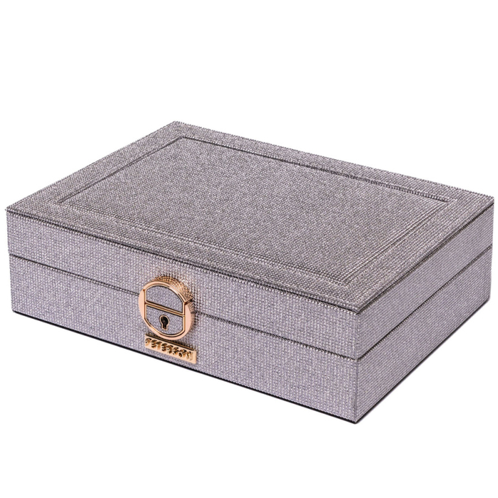 Cutie de bijuterii din argint cu spațiu dedicat pentru ceas, încuiabilă cu cheie și zăvor - Peterson PTR-PTN SZK-13-6001 BL-S [8]