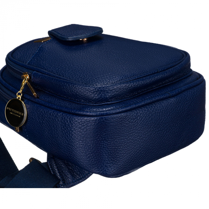 Geantă mică de umăr sau crossbody pentru femei, urbană, bleumarin cu accesorii aurii, piele ecologică, Peterson PTR-PTN SSY-1-F19 NAVY [5]