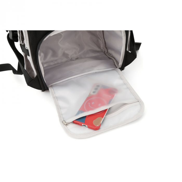 Rucsac gri, spațios pentru femei, din poliester, cu închidere cu fermoar - Himawari PTR-1208-04 [12]