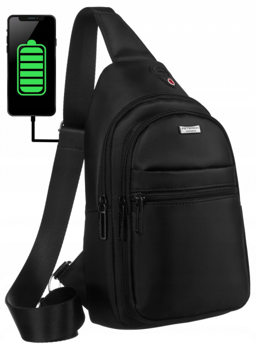 Geanta-rucsac de umar pentru barbati cu port USB - Peterson PTN 73206-7776 BL [1]