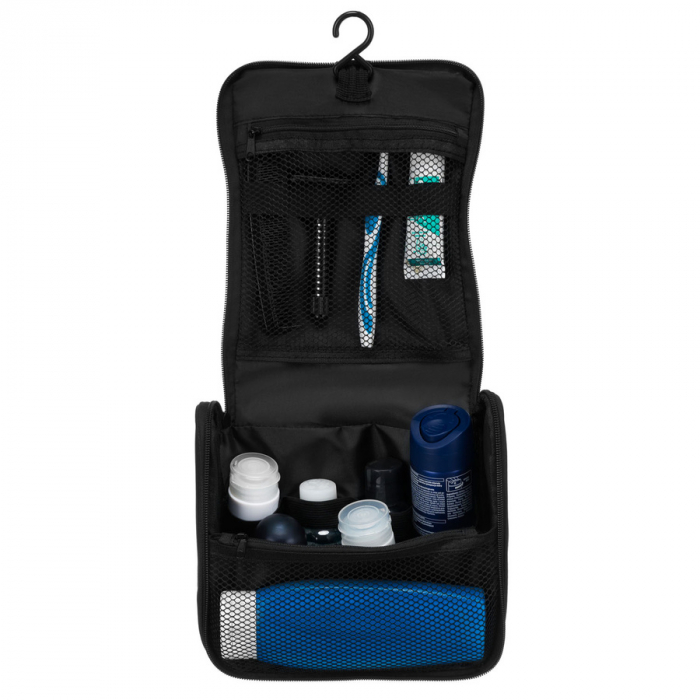 Geantă sintetică neagră pentru cosmetice de călătorie cu maner și închidere cu fermoar - Peterson PTR-PTN KOS-H-01-6813 BL [7]