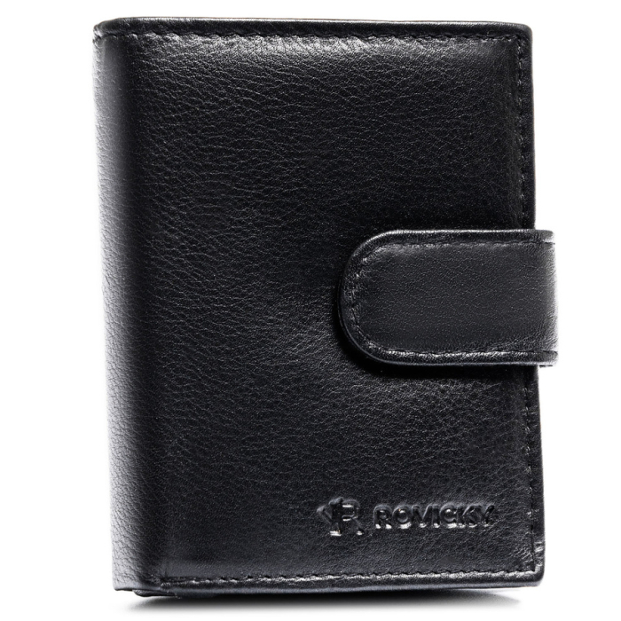 Portofel vertical bărbătesc din piele naturală neagră cu închidere cu capsă - Rovicky PTR-0720L-RVD-0246 BLACK [2]