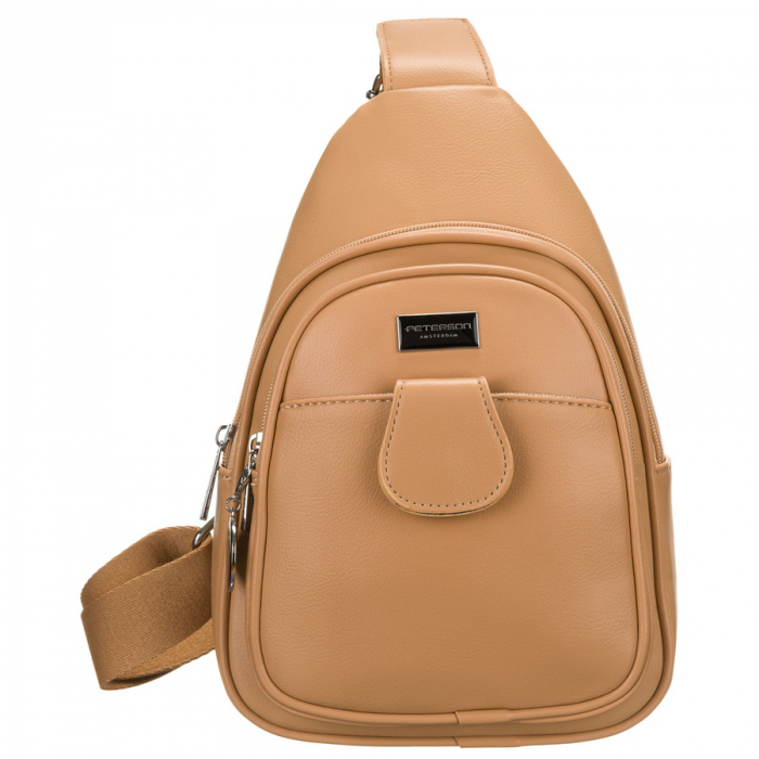 Geantă de umăr sport bej pentru femei, geantă crossbody, din piele ecologică, Peterson PTR-PTN SSY-1-PIL BAIGE [1]