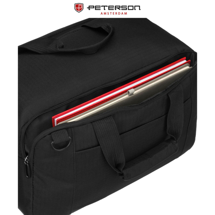 Rucsac de călătorie negru cu închidere cu fermoar, perfect pentru bagajul de mână - Peterson PTR-PTN WRONA-9638 BLACK [22]