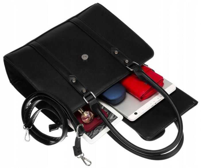 Geanta shopper de dama eleganta din piele ecologica - Rovicky PTR-R-073-04-0485 BL [7]