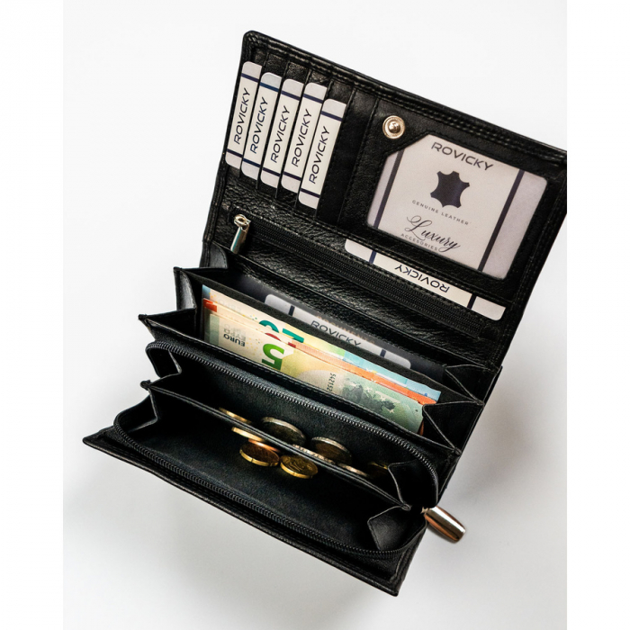 Portofel dama din piele naturala Rovicky R-D1520-NCD-BL BLACK [8]