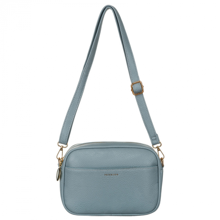 Geantă de damă albastră crossbody cu curea de umăr îngustă și lată, piele ecologică, Peterson PTR-PTN STY-2-F19 BLUE [9]