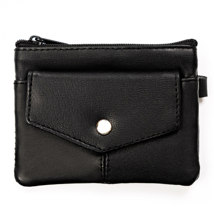 Husa neagra pentru chei din piele naturala cu buzunare cu fermoar PTR-KC-01-PDM BLACK [1]