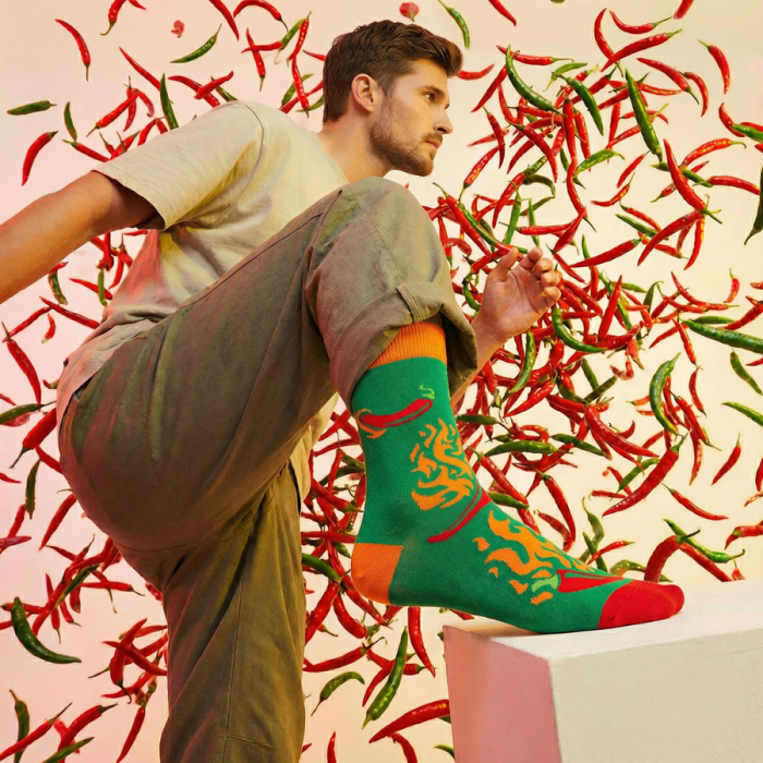 Set de șosete bărbătești în mărimile 38-44 cu model cu chili - Peterson PTR-PTN SML-S3W-CH-38-44 [24]