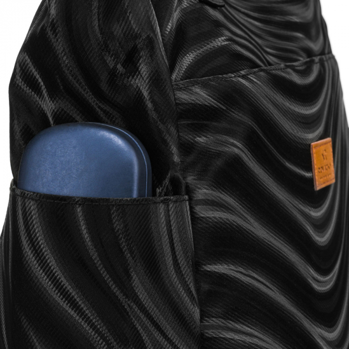 Geantă mare de damă din poliester negru cu model ondulat - Rovicky PTR-R-TZ-01-2394 BLACK W [7]