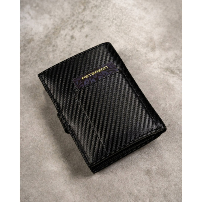 Set cadou: portofel vertical bărbătesc de culoare neagră și curea din piele naturală cu cataramă automată - Peterson [5]