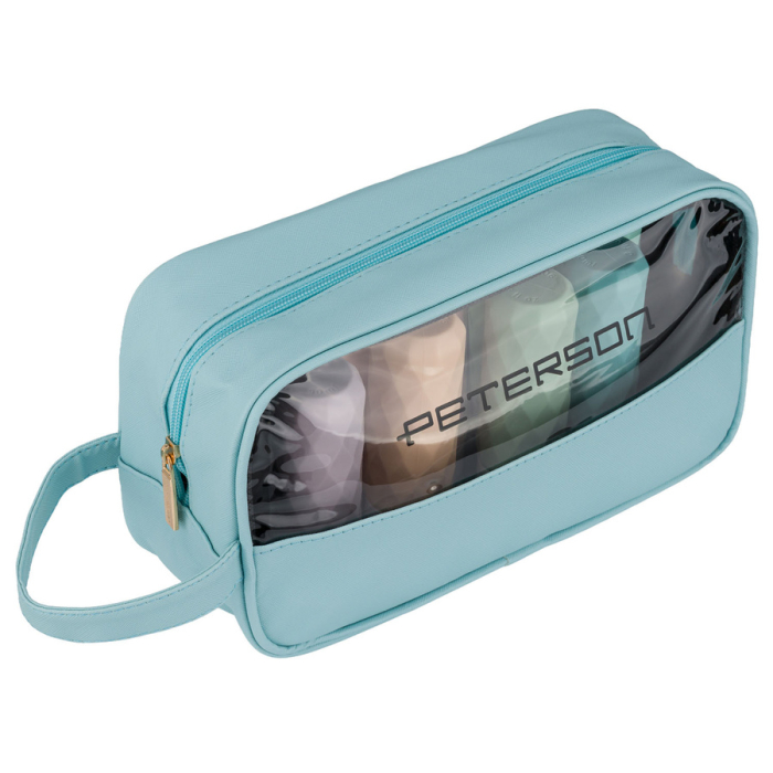 Geantă cosmetică albastră din material sintetic cu panou transparent - Peterson PTR-PTN KOS-DA-21 L.BLUE [4]
