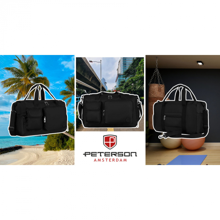 Geantă de voiaj sport din poliester negru cu curea de umăr - Peterson PTR-PTN 23032-8243 BLACK [3]